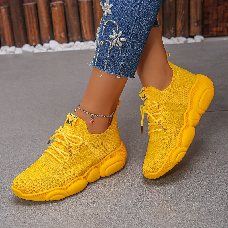 Dames Sneakers Nieuwe Trendy E - Knit Fabric Lace Up Sneakers recensie en prijs